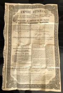 Turchia 1870 Turco Costantinopoli Impero Ottomano 400 Franchi Obbligo Obbligazione - Foto 1 di 5