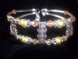 Hot Fashion Jewelry Tibetan Silver Peach Crystal & Green Bead Bracelet B-70