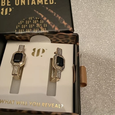 Bomb Party Untamed Earrings ER28758 Bound By Style Black Onyx CZ on Gold Plating - Image 1 of 4