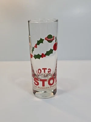 Stoli Christmas Holly Tall Shooter Shot Glass Heavy Bottom Vodka - Image 1 of 4