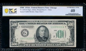 AC 1934A $500 FIVE HUNDRED DOLLAR BILL Chicago PCGS 40 comment - Picture 1 of 2