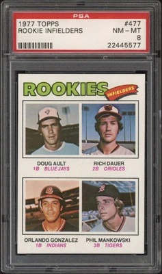 1977 Topps Rookie Infielders Ault Dauer Gonzalez Mankowski #477 PSA 8 NM-MT - Image 1 of 2
