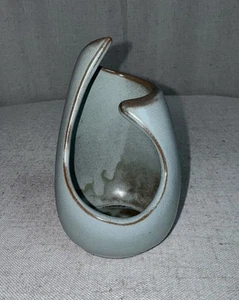 Vintage Frankoma Pottery Votive Candle Holder Blue & Brown Swirl Art Deco MCM - Picture 1 of 4