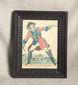 Antique c1830 Theatrical Tinsel Print Mr Hicks Robert Macaire Carved Framed - Picture 1 of 14