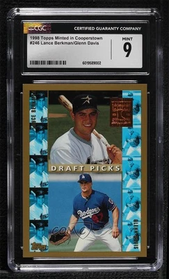 1998 Topps Draft Picks Minted in Cooperstown Lance Berkman Glenn Davis CGC 9 - Image 1 of 2