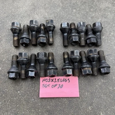 Conjunto de 20 parafusos de encaixe BMW M12.X1.5 preto E30 E36 E46 E9X E34 E39 E60 E38 fabricante de equipamento original - Imagem 1 de 3