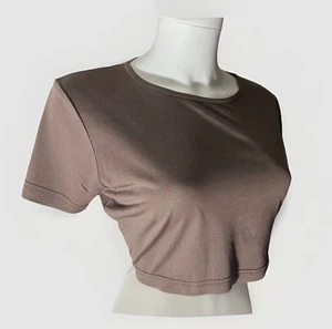 NWOT Hanro Cotton/ Silk Brown Crop Top Medium - Picture 1 of 8