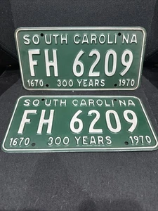 Oldtimer grün 1970 South Carolina Nummernschild passendes Set Ford Chevy Dodge - Bild 1 von 3