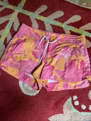 Athleta Shorts Womens 8 Board Shorts Swim Pink Orange Zipper  Pocket Drawstring - Image 1 of 4
