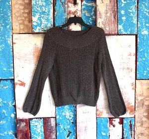 Women's Billabong Sweater Crochet Long Sleeve MEDIUM Dark Gray - Picture 1 of 12