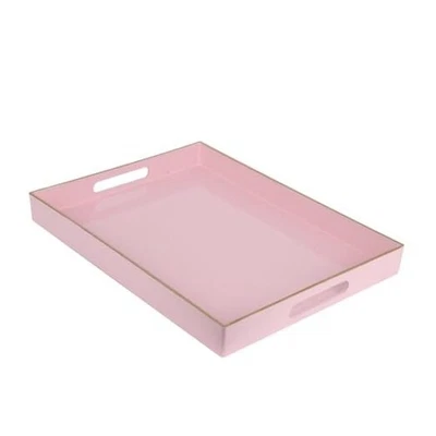 Sturdy Acrylic Serving Tray with 15.8" x 11.8" x 1.4" Rectangular - Pink - Image 1 of 4