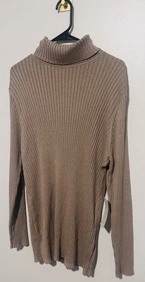 Nuevo con etiquetas Suéter Chico’s Tejido Brillante Cuello Alto Para Mujer Talla 4 2X Dorado Taupe Vacaciones Foto 1 de 4