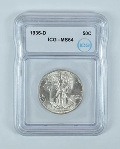 1936-D Walking Liberty Half Dollar MS64 ICG - Picture 1 of 5
