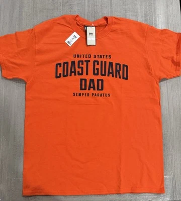 USCG U.S. Coast Guard “DAD”  Orange T-Shirt - Size L / Large - NEW WITH TAGS - Image 1 of 3