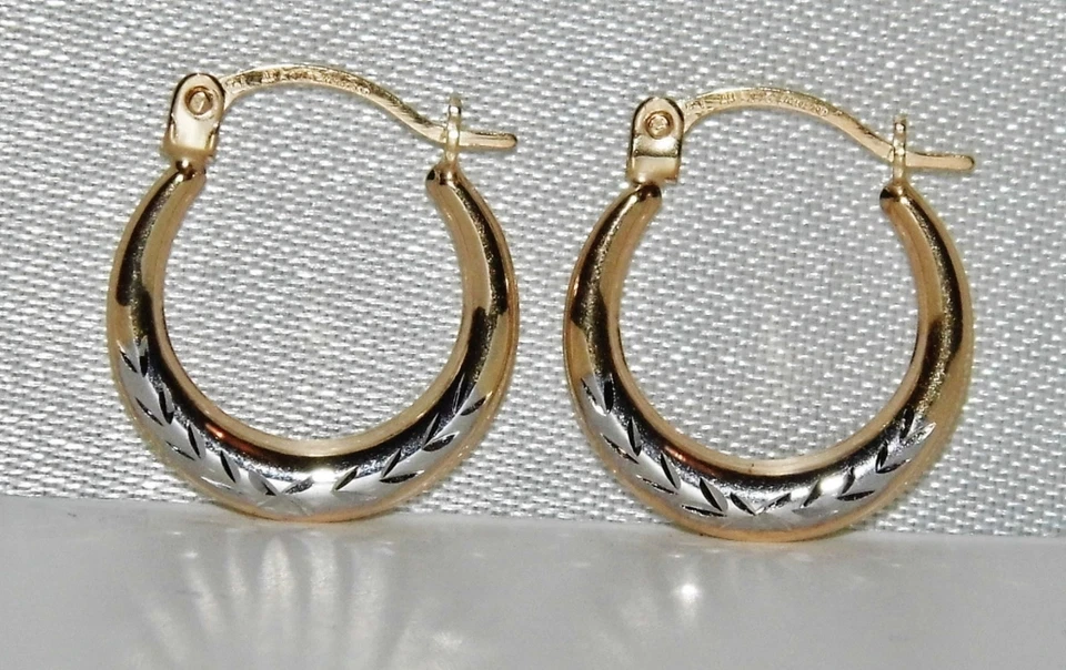 Pendientes de aro criollo de oro amarillo y blanco de 9 quilates Foto 1 de 1