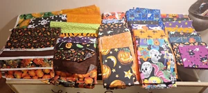 Halloween Fall Pumpkin DESTASH Fabric Lot FQ 1/4 Yds Cotton Quilt Vintage Modern - Picture 1 of 13