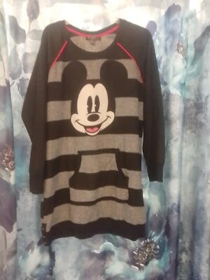 Disney Luxe 女式黑色 L 米奇套衫运动衫/上衣 T 恤连衣裙 — 第 1/4 张图片