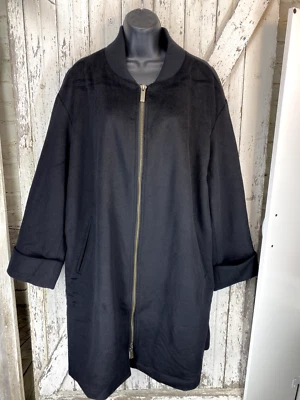 Abrigo Largo Romans Mezcla Lana Negro Cremallera Completa Plus Sixe 18/20 Grande Foto 1 de 4