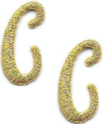 Metallic Gold Script Letter C Patch Embroidered Iron on (1 1/8") Lot of 2 - Image 1 of 2