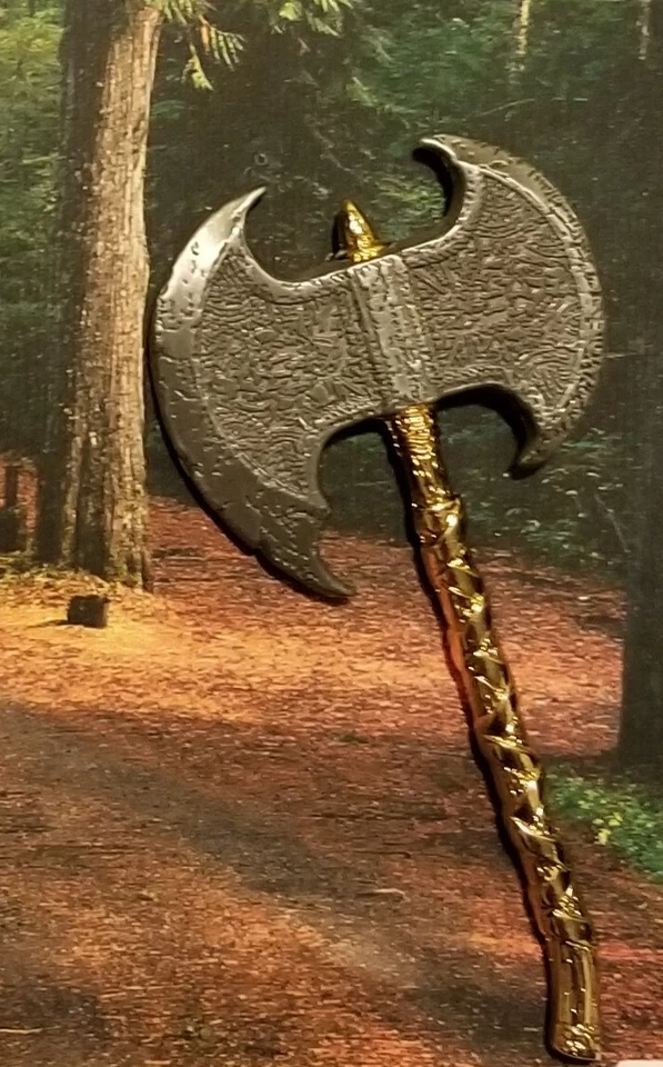 WARRIOR AXE GEOCOIN - PEWTER BLADE w/GOLD HANDLE - NEW - TRACKABLE - Image 1 of 1