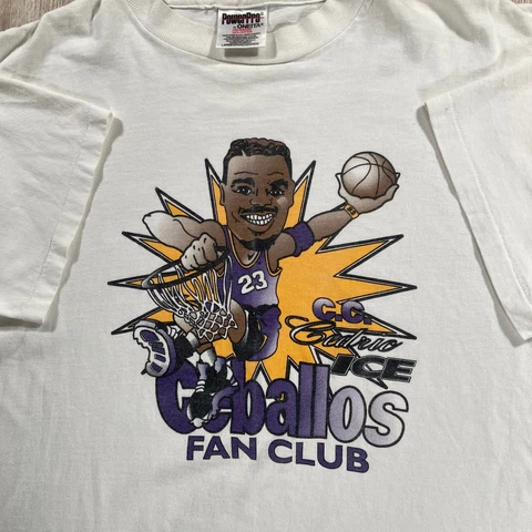 Vintage Oneita Cedric Ceballos T-Shirt Phoenix Suns NBA Size Large White Cover