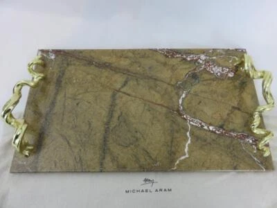 Michael Aram Gourd & Vine Marble Cheese Board Charcuterie Serving Tray 18" x 10" - Image 1 of 4