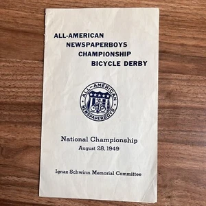 Vtg 1949 Natl NEWSPAPERBOYS CHAMPIONSHIP Bicycle Derby Pamphlet Schwinn Columbia - Picture 1 of 3