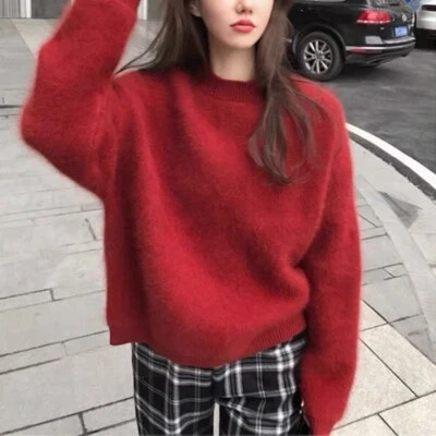 Winter Womens Fashion Angora Cashmere Warm Sweater Fluffy Fuzzy Plush Jumper Hot - Image 1 of 4