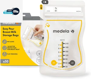 Medela Easy Pour Breastmilk Storage Bags, Disposable Leakproof Breast Milk Bags - Picture 1 of 12
