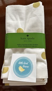 Juego de servilletas Kate Spade puntos dorados marfil de 4 - 19"" x 19"" nuevo algodón 3 paquetes ava - Imagen 1 de 5