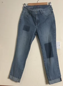 NYDJ Not Your Daughters Jeans Sylvia Relaxed Boyfriend Cuffed Patch Uk 8 Petit - Bild 1 von 12