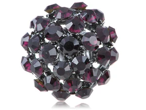 Cocktail Cluster Costume Purple Crystal Rhinestone Disco Ball Ring Adjustable - Picture 1 of 5