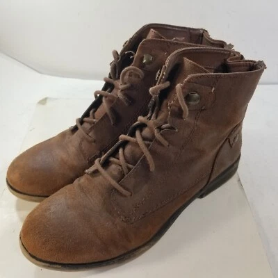 棕色皮革踝靴女式 8M 码皇冠复古品牌 — 第 1/4 张图片