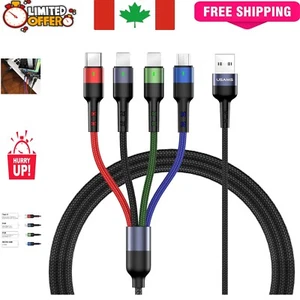 2-Pack 10FT 4-in-1 Nylon Braided Charging Cable - Versatile USB Solution - Photo 1 sur 9
