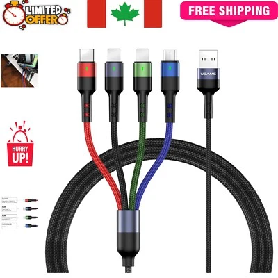 2-Pack 10FT 4-in-1 Nylon Braided Charging Cable - Versatile USB Solution Foto 1 de 4