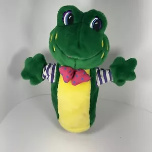 VINTAGE 1995 KIDS II FROG HAND PUPPET POLKA DOT BOW TIE SOFT PLUSH DOLL FIGURE - Picture 1 of 5