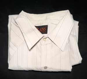 Vintage Plains Pearl Snap Shirt Mens XL Flesh Tone Short Sleeve - Picture 1 of 3