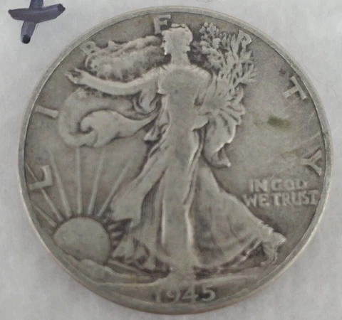1945 - Walking Liberty 90% Silver Half Dollar Coin Circulated Condition as Shown Cover