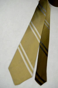 Vintage Neck Tie 50s 60s 2 Tone Tan Olive Ombre Striped Rayon Acetate 52.5" x 3" - Picture 1 of 5