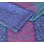Sanskriti Vintage 100% Pure Silk Woven Work Blue Fabric Decor Craft 25X44