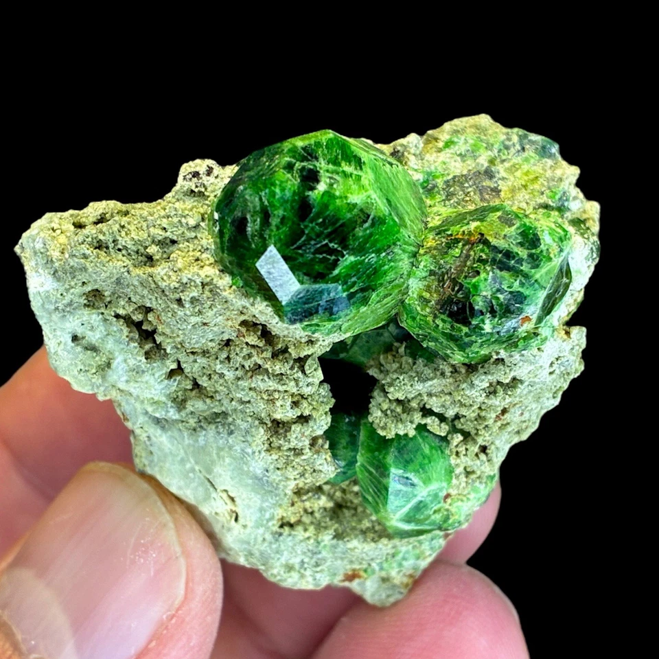 Natural Green demantoid garnet crystal cluster on Matrix, rare Andradite Mineral - Image 1 of 4
