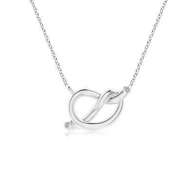 ANGARA 0.01 Ct Natural Diamond Love Knot Pendant Necklace in Silver (K I3) - Image 1 of 4