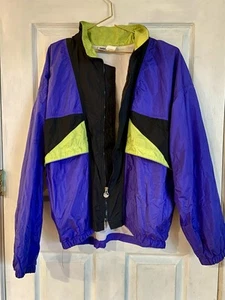 Vintage ASICS Track Jacket - Purple, Black and Neon Green - Men’s Large - Picture 1 of 5