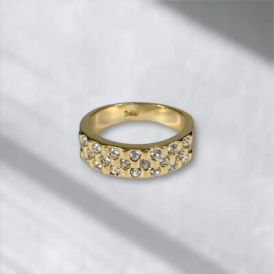 Кольцо M & S Marks Spencer золотистое лента 3 ряда прозрачные стразы кристалл размер 8,25 - Изображение 1 из 4