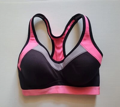 Target Black Hot Pink Grey Active Racer Sports Bra Size 10D / 32D NEW - Image 1 of 4