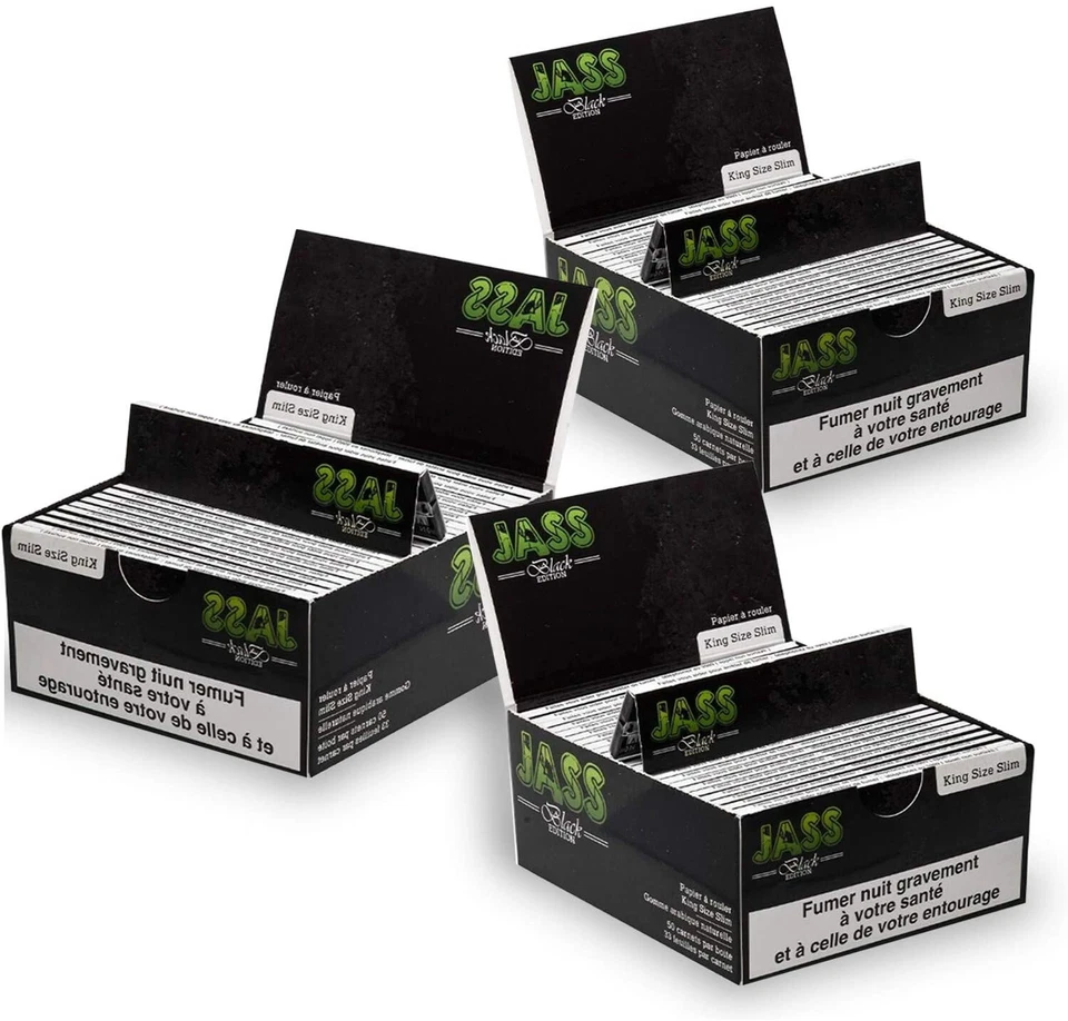 Lot de 3 box de Feuilles Slim Jass Black King Size soit 150 carnets de grandes