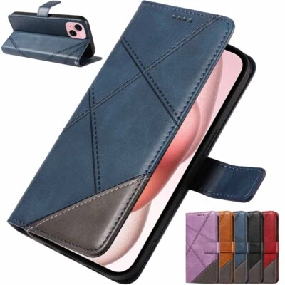 For iPhone 16 15 14 13 12 11 XR SE 7 8 Plus Flip Wallet Leather Phone Case Cover - Image 1 of 4