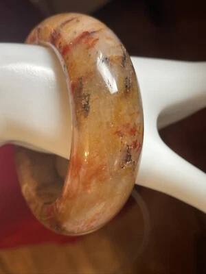 Natural Red Dendritic Pattern Rare Gemstone Bangle 55 Mm Gemstone Bracelet - Image 1 of 4