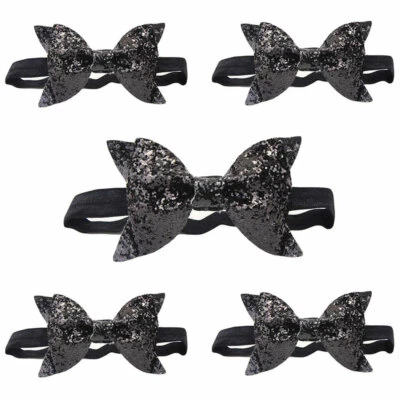 5 Packs Baby Girl Sequin Glittery Stretchy Bow Headband Shiny Hair Band YS018 - Image 1 of 4
