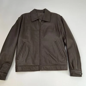 Roundtree & Yorke Jacket Men Medium Leather Lamb Bomber Zip Up Coat Hype Core - Picture 1 of 16